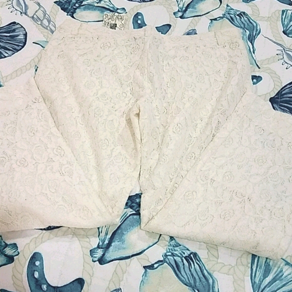 NWT Boho Monoreno Cream Lace 7/8 Ankle Pants Sz L - Picture 7 of 16